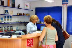 Reception area of one of the local hotels